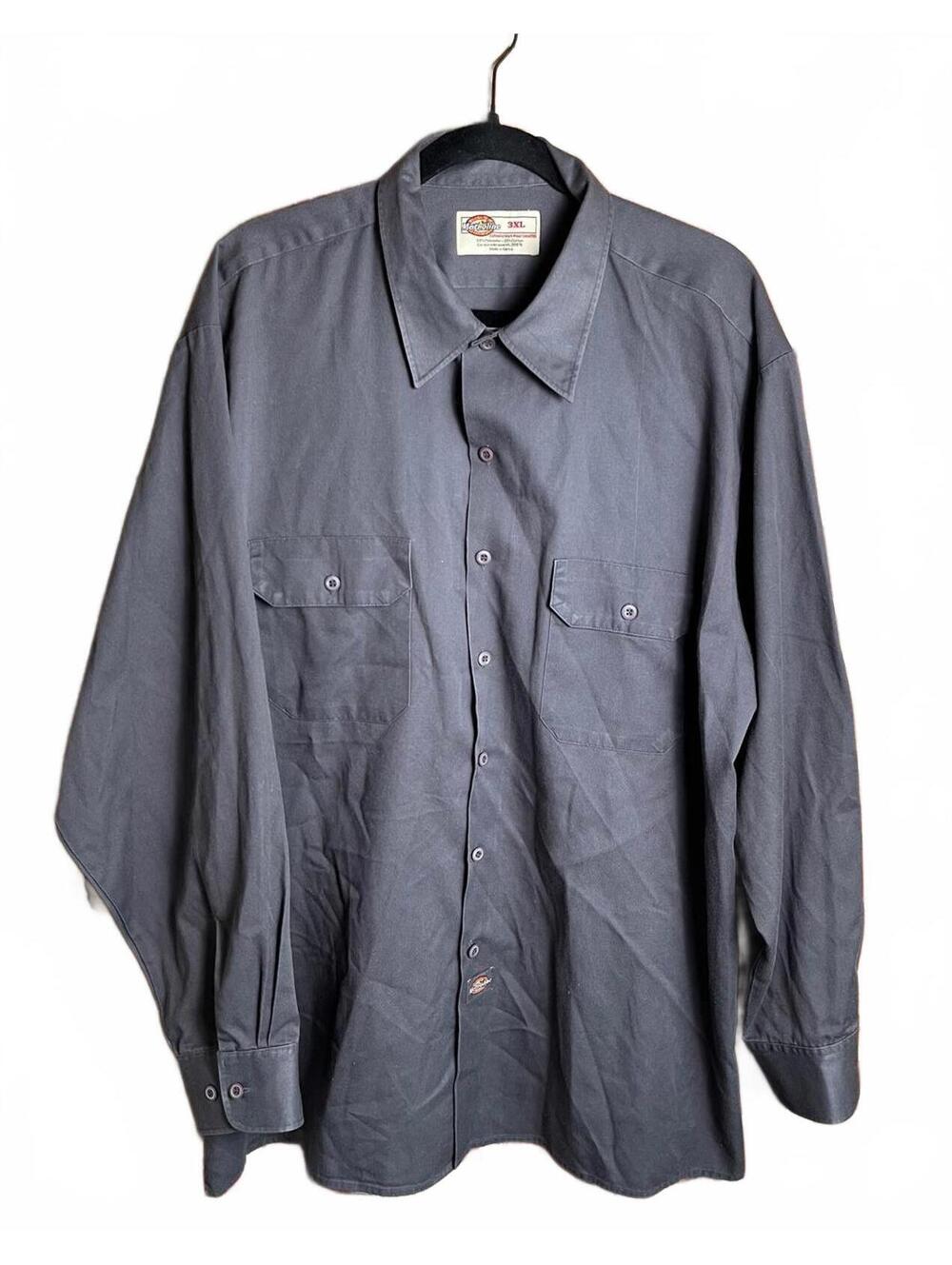Vintage Late 80s/90s Metroline Men's Work Shirt 3XL Gray Polyester Cotton Blend